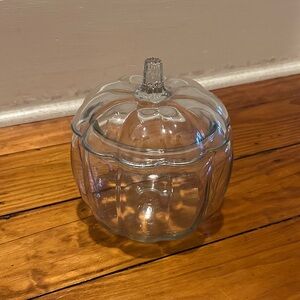 Clear Glass Pumpkin Candy Dish with Lid